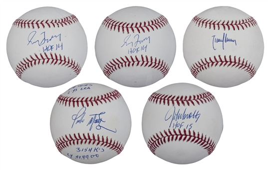 2014-15 Hall Of Fame Pitchers Signed Baseballs Lot of 5 (MLB Authenticated/Steiner/Fanatics)